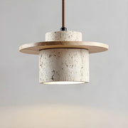Linden Quarry Travertine Wood Pendant Light — gallery image 2
