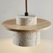 Linden Quarry Travertine Wood Pendant Light — gallery image 9