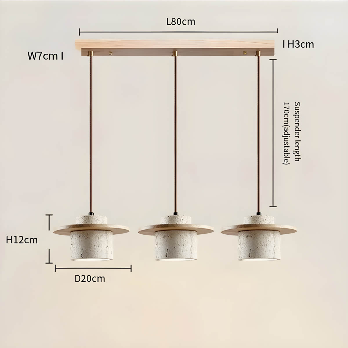 Linden Quarry Travertine Wood Pendant Light — gallery image 18