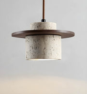 Linden Quarry Travertine Wood Pendant Light — gallery image 4
