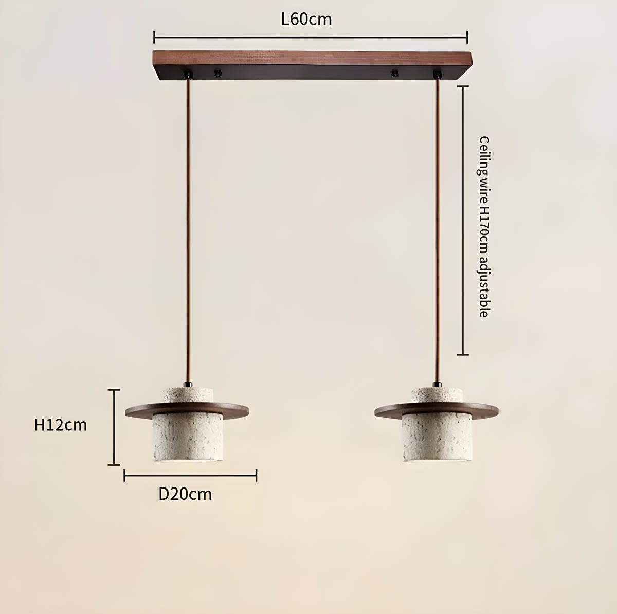 Linden Quarry Travertine Wood Pendant Light — gallery image 15