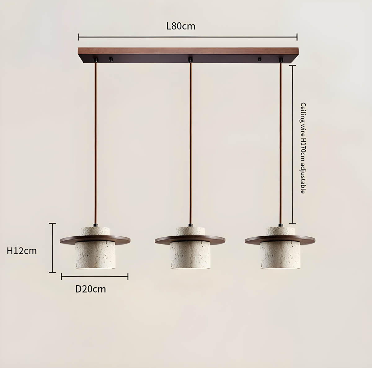 Linden Quarry Travertine Wood Pendant Light — gallery image 17