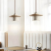 Linden Quarry Travertine Wood Pendant Light — gallery image 3