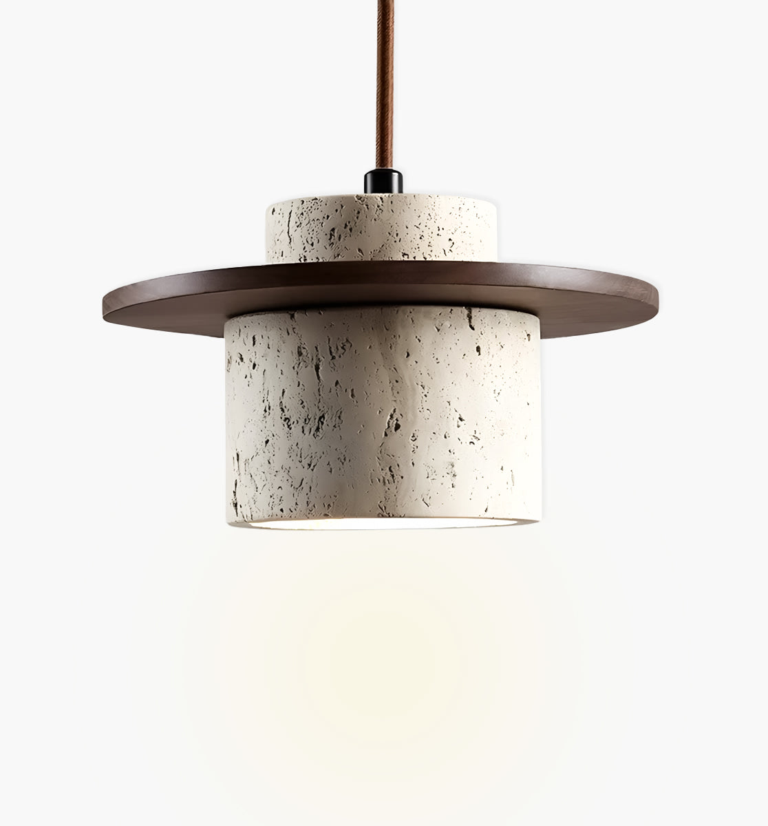 Linden Quarry Travertine Wood Pendant Light — gallery image 1