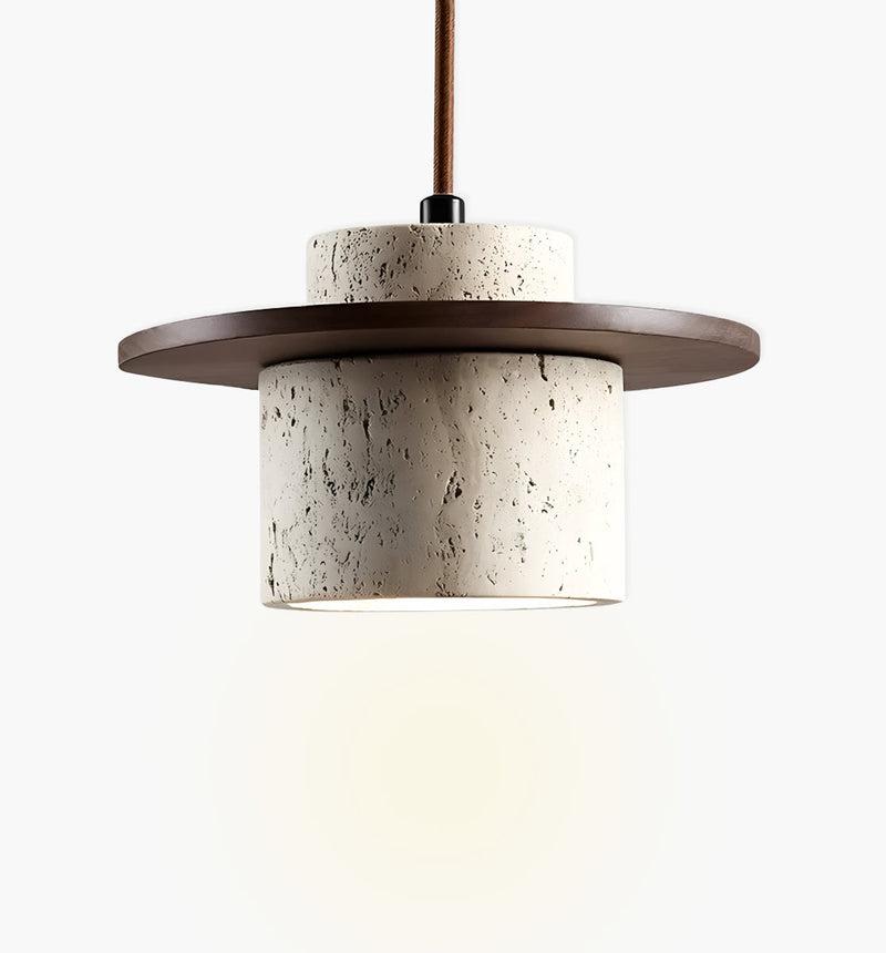 Linden Quarry Travertine Wood Pendant Light — gallery image 1