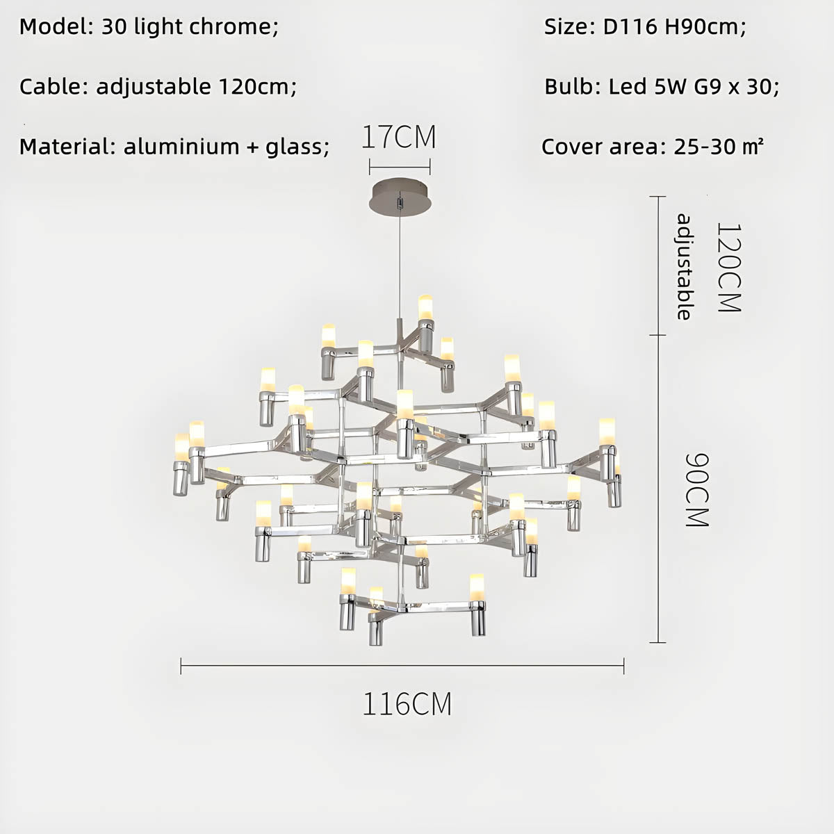 Eversley Cove Aluminum Chandelier — gallery image 32