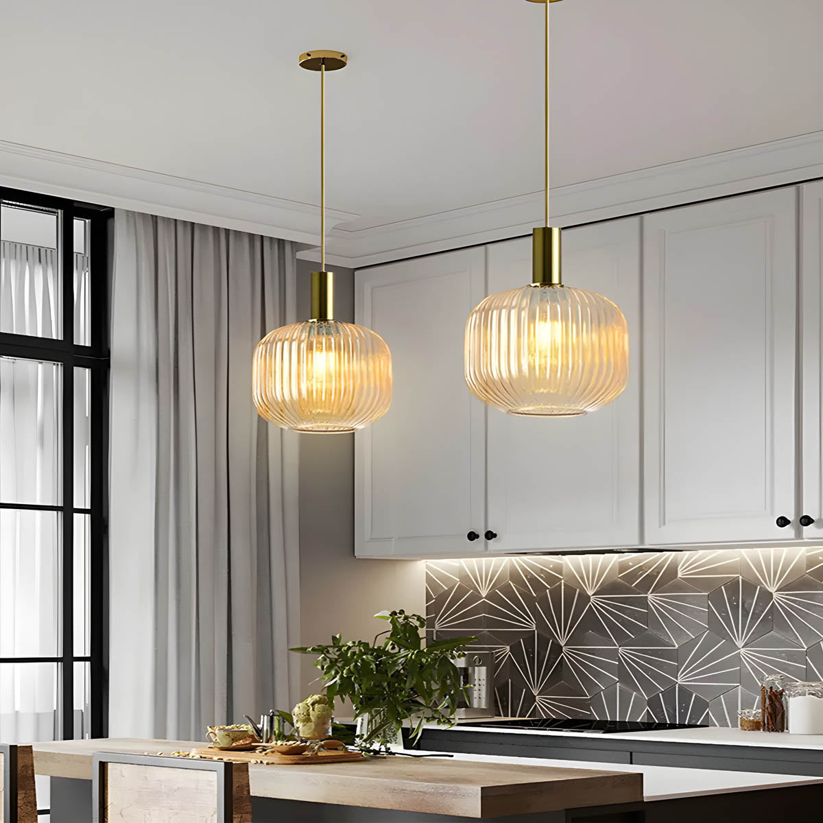Cedar Veil Textured Glass Pendant Light — gallery image 3