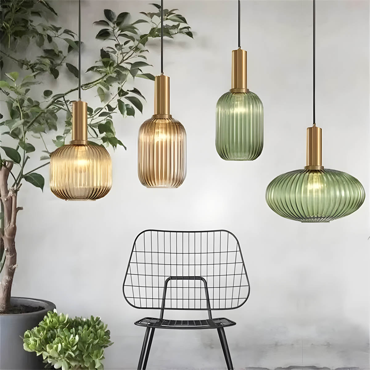 Cedar Veil Textured Glass Pendant Light — gallery image 2