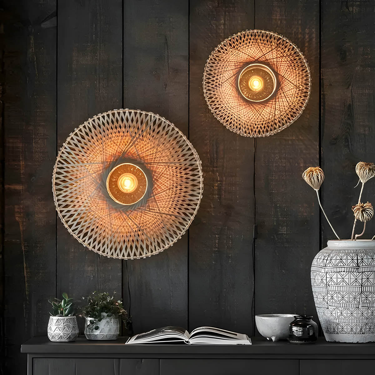 Alderwood Reach Rattan Wall Sconce — gallery image 2